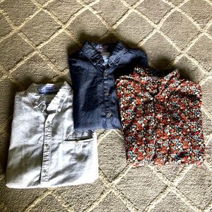 Denim & Flower Short Sleeve Button Down Set